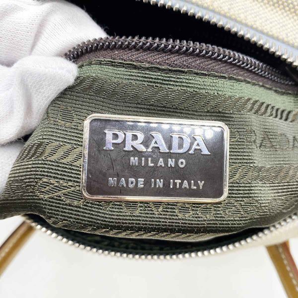 it5367twksoo 10 Prada Canvas Leather Mini Boston Bag Ivory Beige