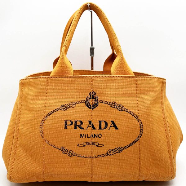 it561utou1gd 1 Prada Canapa Canvas Tote Handbag Orange