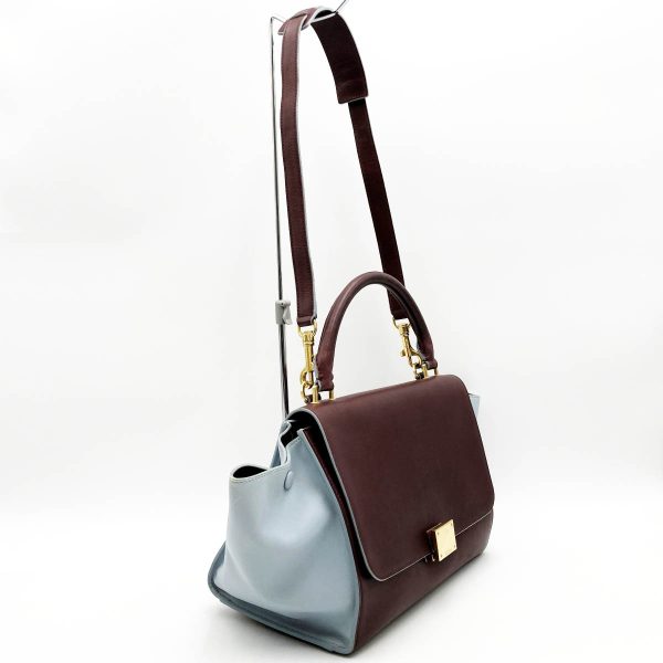 it5iv2sx6lo0 3 Celine Handbag Leather Trapeze 2WAY Bordeaux Blue