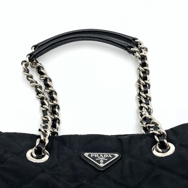 it5lb3swi6g0 5 Prada Nylon 2 Way Chain Shoulder Bag Black