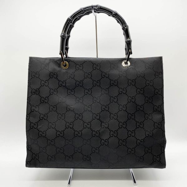 it5pw60u24lc 1 Gucci GG Canvas Bamboo Handbag Nylon Black