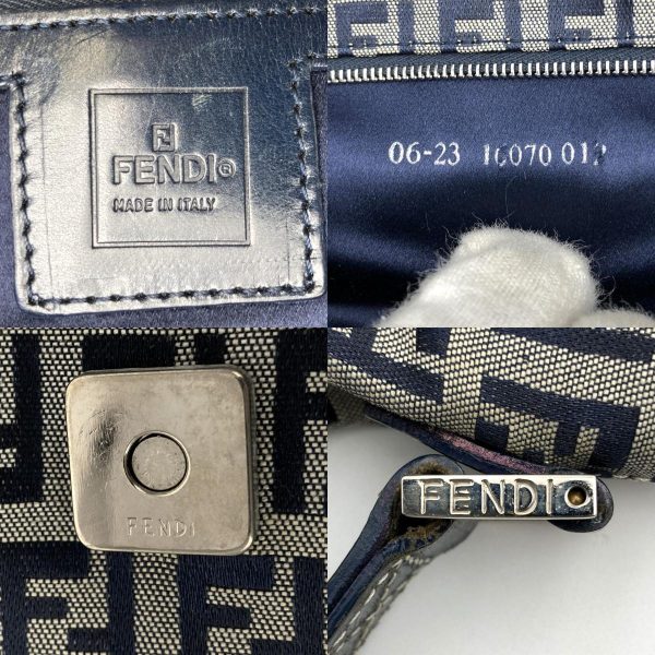 it6dm8fogti4 12 c Fendi Zucchino Canvas Shoulder Bag Gray Navy