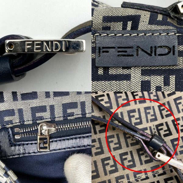 it6dm8fogti4 16 c Fendi Zucchino Canvas Shoulder Bag Gray Navy