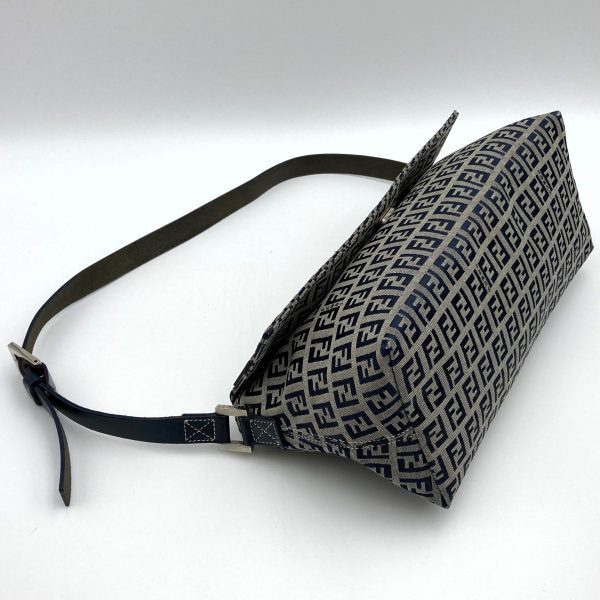 it6dm8fogti4 6 Fendi Zucchino Canvas Shoulder Bag Gray Navy