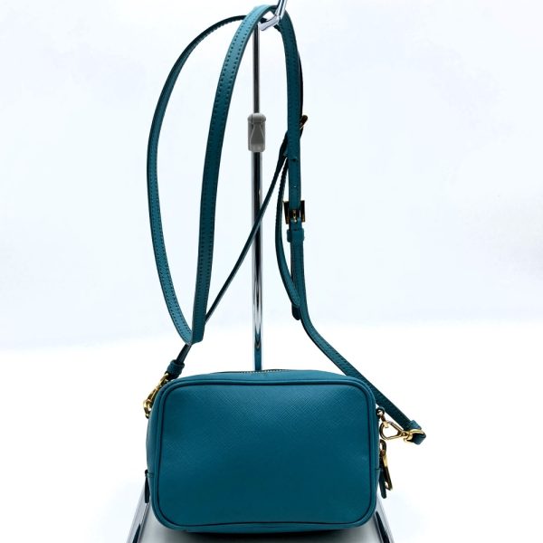 it6e9gmp87t4 2 Prada Leather Pochette Crossbody Ribbon Blue Green