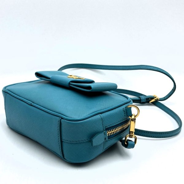 it6e9gmp87t4 4 Prada Leather Pochette Crossbody Ribbon Blue Green