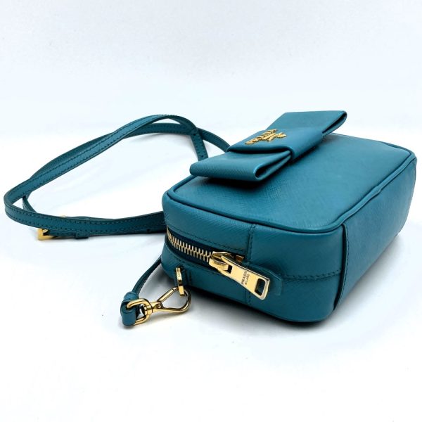 it6e9gmp87t4 5 Prada Leather Pochette Crossbody Ribbon Blue Green