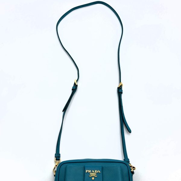 it6e9gmp87t4 6 Prada Leather Pochette Crossbody Ribbon Blue Green