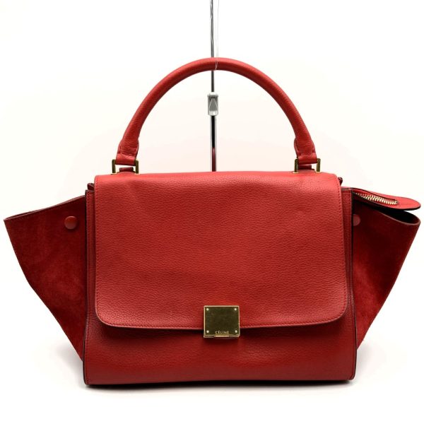 it6t1w70gti8 1 Celine Leather Suede Trapeze Handbag Red