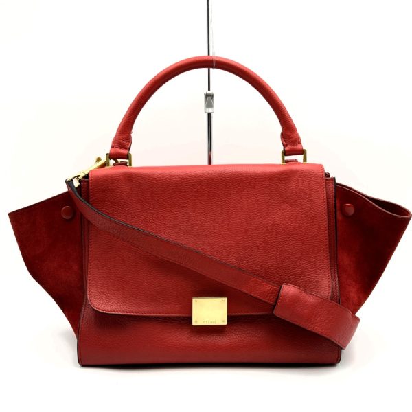 it6t1w70gti8 10 Celine Leather Suede Trapeze Handbag Red