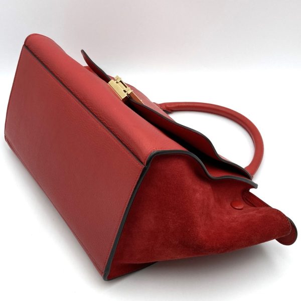 it6t1w70gti8 3 Celine Leather Suede Trapeze Handbag Red