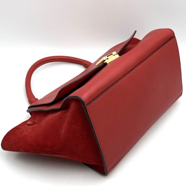 it6t1w70gti8 4 Celine Leather Suede Trapeze Handbag Red