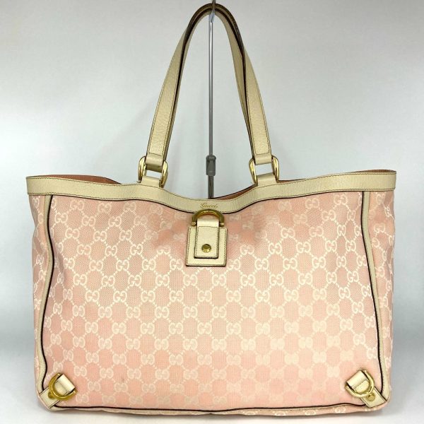 it6thf786slq 1 Gucci Abbey Line Tote Bag Pink White