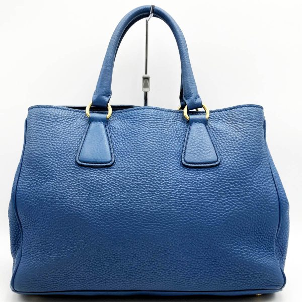 it7p0hh0azbw 2 Prada Leather Tote Handbag Blue Gold Hardware