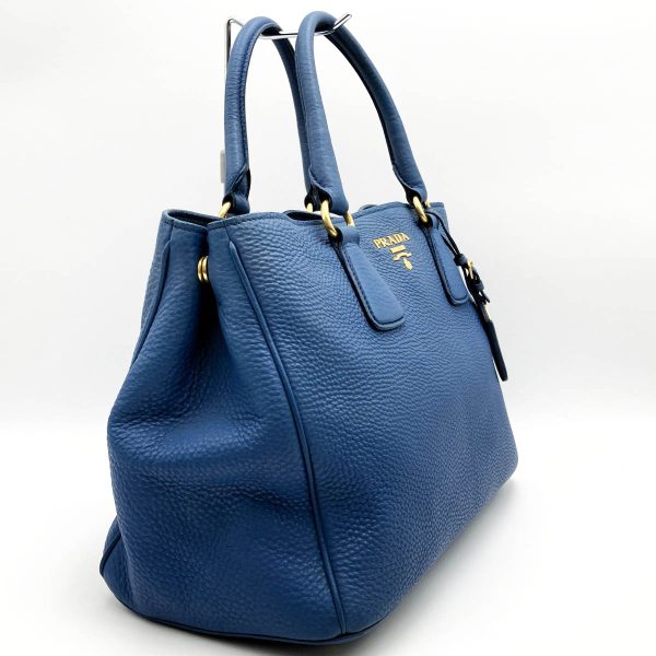 it7p0hh0azbw 3 Prada Leather Tote Handbag Blue Gold Hardware