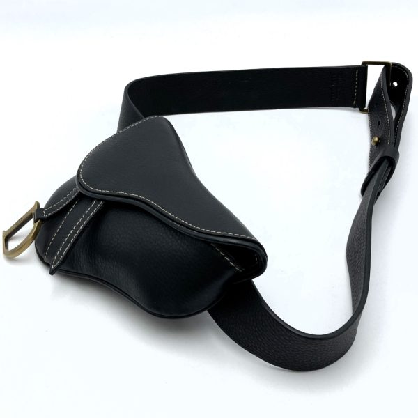 it95p4ny9td0 4 Christian Dior Saddle Waist Body Bag Black Leather