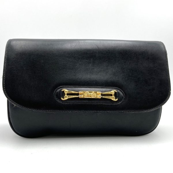 it96cx5iwt1k 1 Celine Clutch Bag Leather Carriage Hardware Black