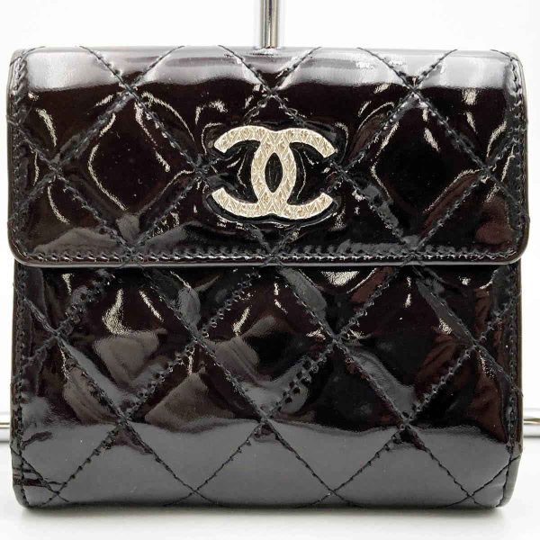 it9bno0rf0g2 1 Chanel Matelasse Enamel Bifold Wallet Dark Brown