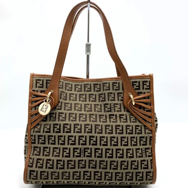 it9ein0gywbk 1 Fendi Zucchino Pattern Canvas Handbag Brown