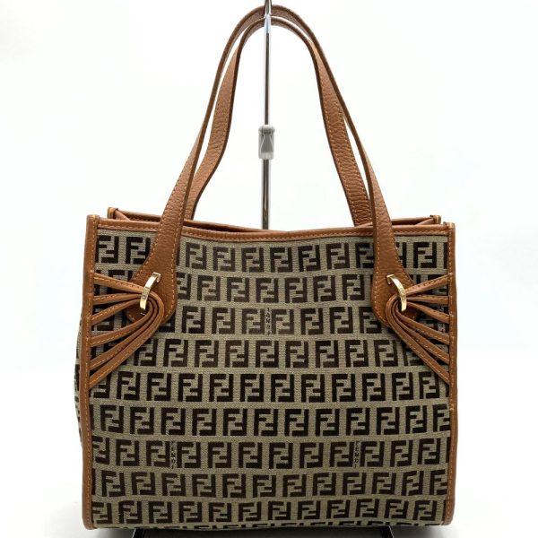 it9ein0gywbk 2 Fendi Zucchino Pattern Canvas Handbag Brown