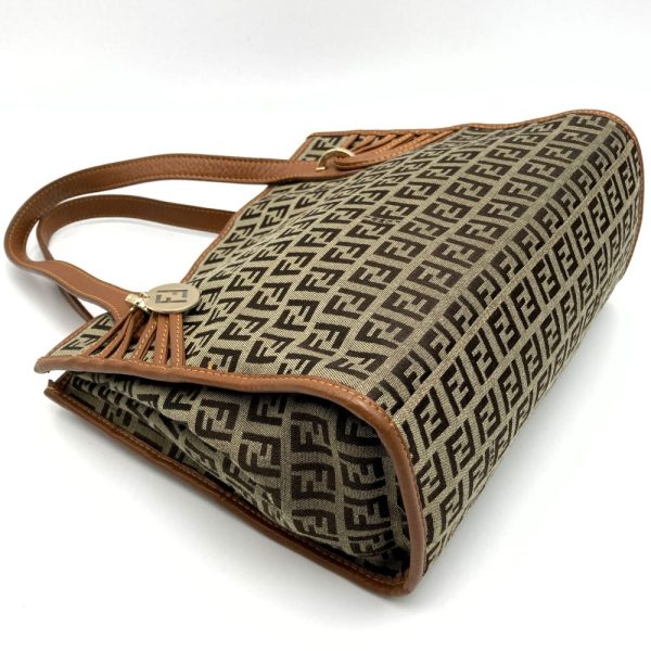 it9ein0gywbk 4 Fendi Zucchino Pattern Canvas Handbag Brown