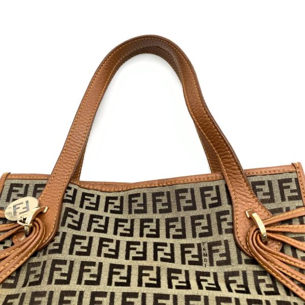 it9ein0gywbk 5 Fendi Zucchino Pattern Canvas Handbag Brown