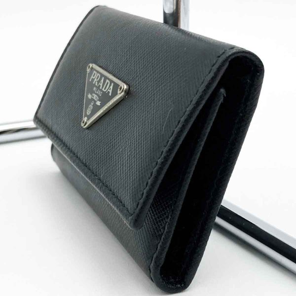 ita69bhl297k 4 Prada Leather Key Case Keychain Black