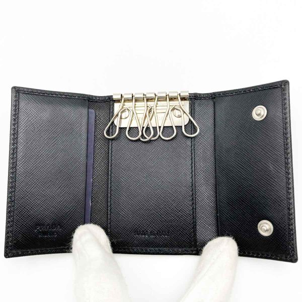 ita69bhl297k 8 Prada Leather Key Case Keychain Black