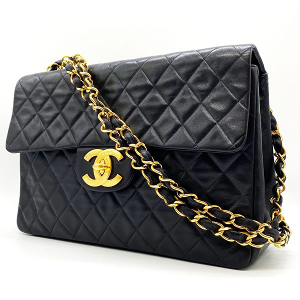 itamix3ammjs 12 Chanel Big Matelasse Chain Shoulder Bag Black Gold Hardware