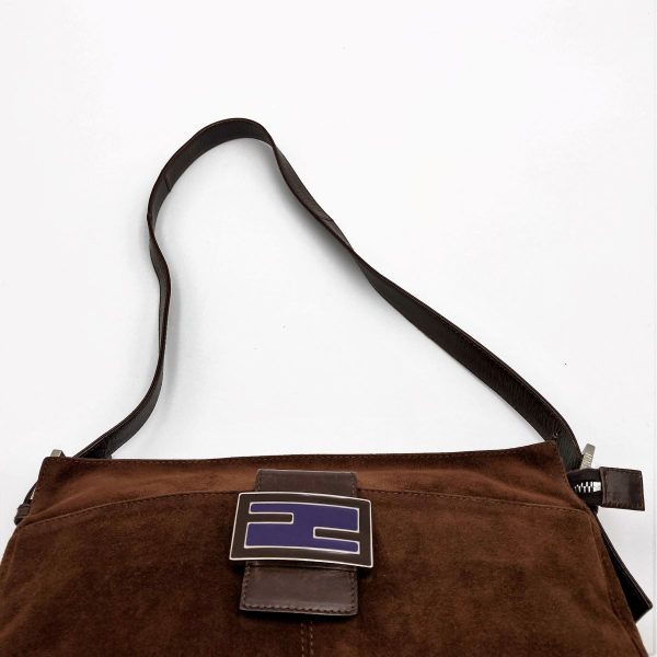 itav2p07m00s 8 Fendi Mamma Bucket Suede Shoulder Bag Brown