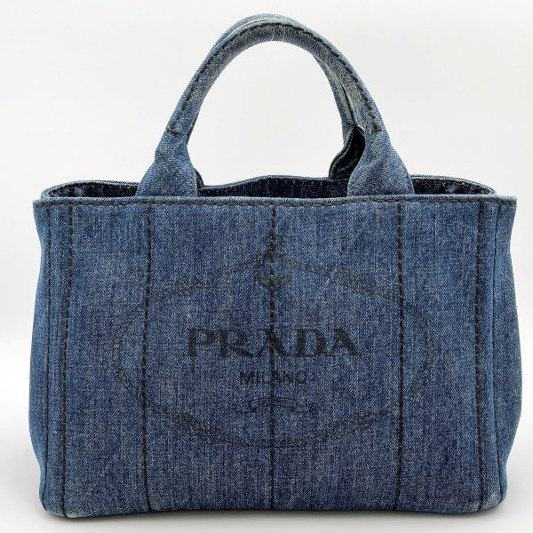 itbcdlsm3c6w 1 Prada Denim Canapa Tote Bag Blue