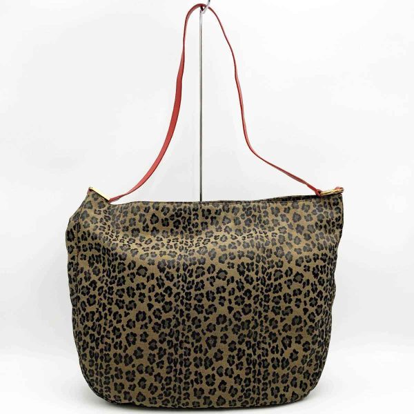 itbmtua5iuwb 1 Fendi Leopard Print Canvas Shoulder Bag Brown Red