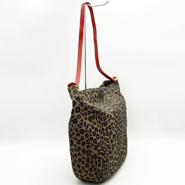 itbmtua5iuwb 3 Fendi Leopard Print Canvas Shoulder Bag Brown Red