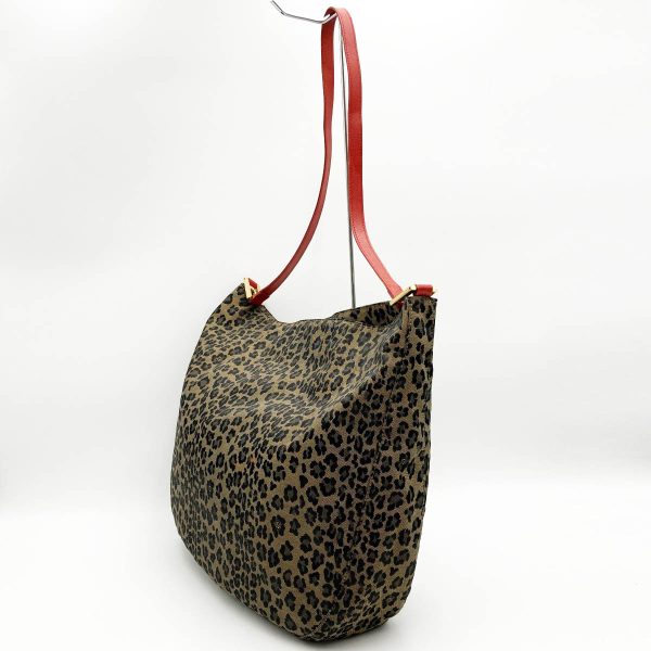 itbmtua5iuwb 4 Fendi Leopard Print Canvas Shoulder Bag Brown Red