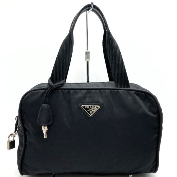 itc0wi3yxu64 1 Prada Nylon Handbag with Key Black