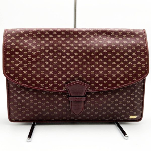 itchghuzi08q 1 Celine Clutch Bag Pouch Triomphe Bordeaux Red Leather