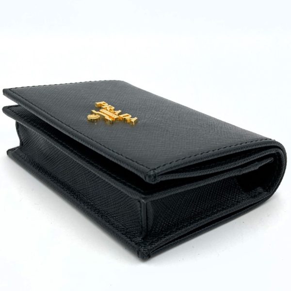 itcq42aho14g 3 Prada Leather Bifold Compact Wallet Black