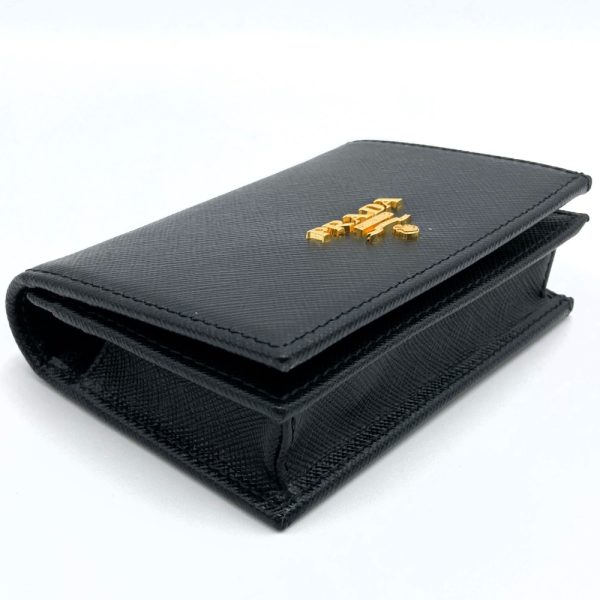 itcq42aho14g 4 Prada Leather Bifold Compact Wallet Black