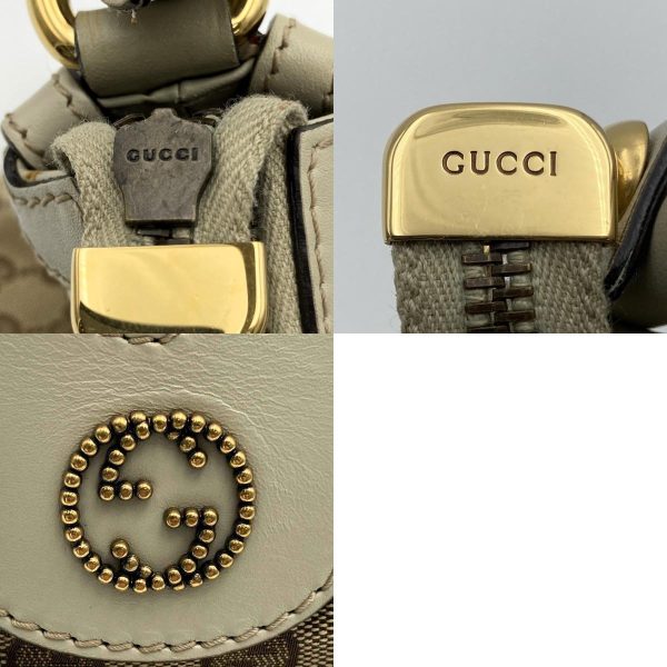 itctsowwr5bu 16 c Gucci Scarlet Studs Shoulder Bag GG Canvas Beige