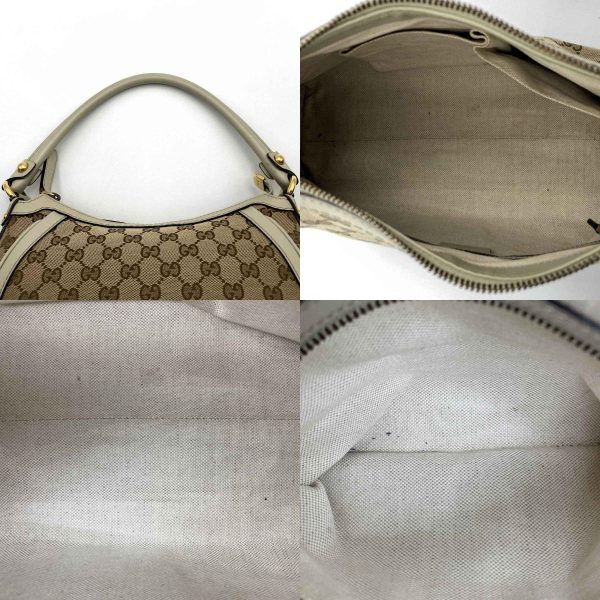 itctsowwr5bu 8 c Gucci Scarlet Studs Shoulder Bag GG Canvas Beige