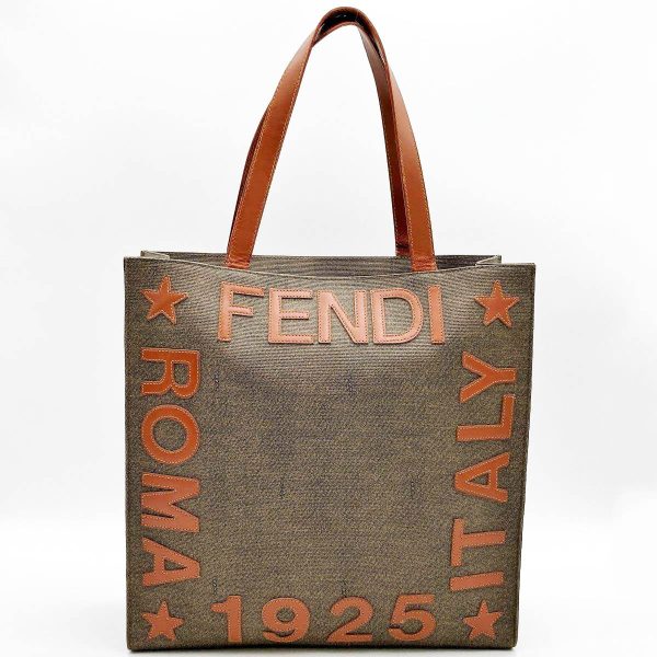 itd3tcpumf8s 1 Fendi Decalogo PVC Tote Shoulder Bag Brown