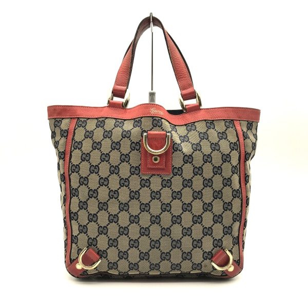 itdivjmubrem 1 Gucci Abbey Line Tote Bag GG Canvas Beige Red