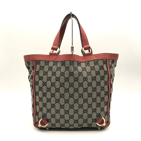 itdivjmubrem 2 Gucci Abbey Line Tote Bag GG Canvas Beige Red