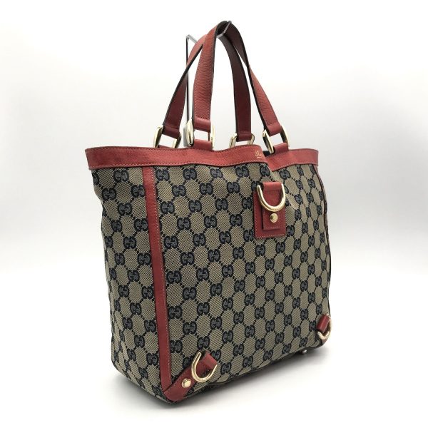 itdivjmubrem 3 Gucci Abbey Line Tote Bag GG Canvas Beige Red