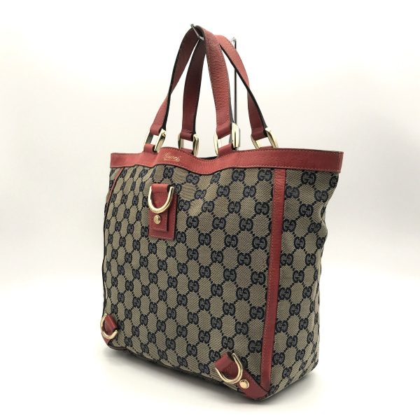 itdivjmubrem 4 Gucci Abbey Line Tote Bag GG Canvas Beige Red