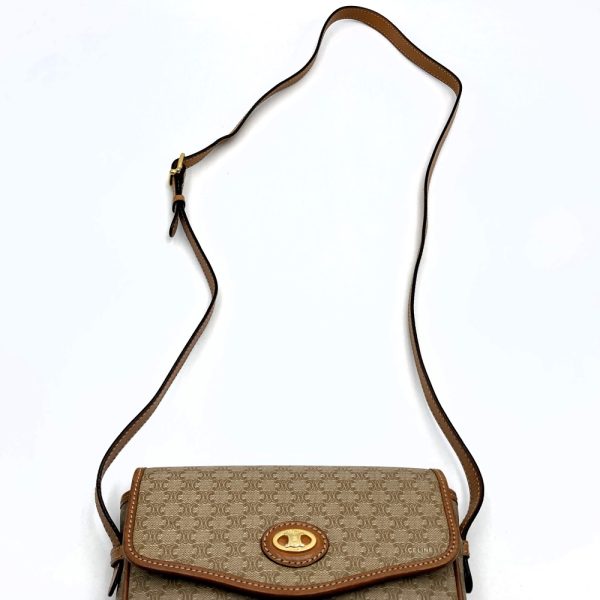 ite27a4agszg 6 Celine Shoulder Bag PVC Macadam Pattern Beige Camel