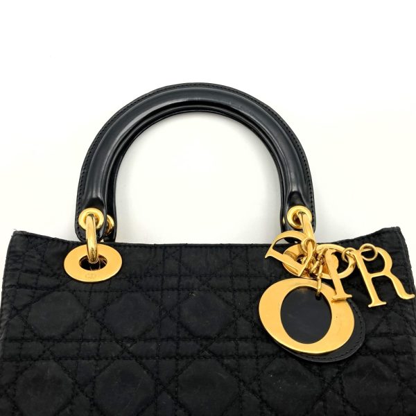 ite5vzkuswx8 5 Christian Dior Lady Dior Nylon Handbag Black