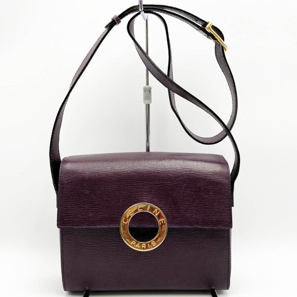 itelwolu826w 1 Celine Shoulder Bag Crossbody Bag Bordeaux Leather Gold Logo