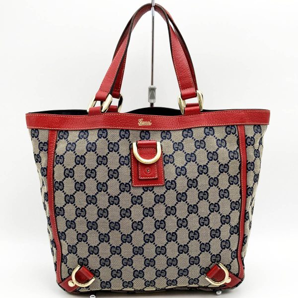 itencc8m7d74 1 Gucci Abbey Line Handbag GG Canvas Red Brown