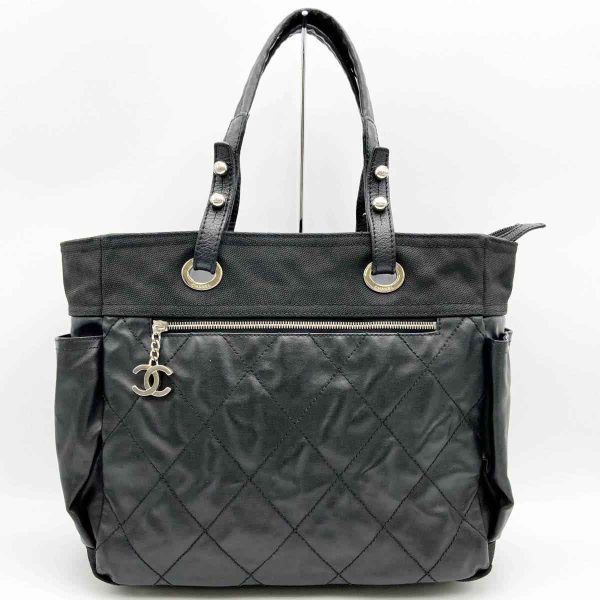 itfpyqk4eaaa 1 Chanel Paris Biarritz GM Seal Tote Shoulder Bag Black